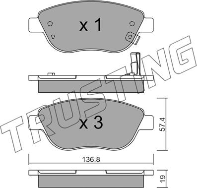 Trusting 331.2 - Kit de plaquettes de frein, frein à disque cwaw.fr