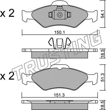 Trusting 324.0 - Kit de plaquettes de frein, frein à disque cwaw.fr