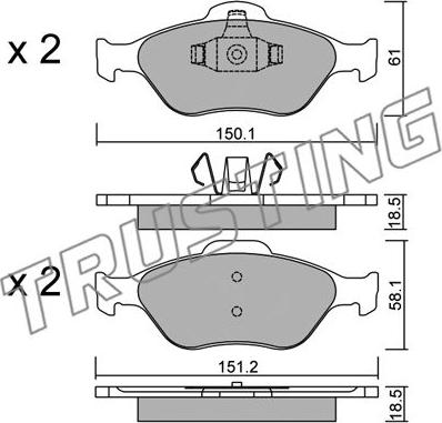 Trusting 325.0 - Kit de plaquettes de frein, frein à disque cwaw.fr