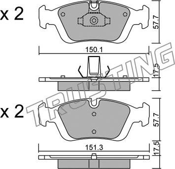 Trusting 321.0 - Kit de plaquettes de frein, frein à disque cwaw.fr