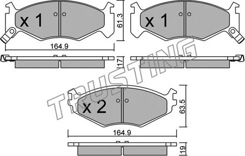 Trusting 298.0 - Kit de plaquettes de frein, frein à disque cwaw.fr