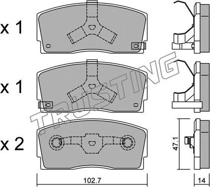 Trusting 249.0 - Kit de plaquettes de frein, frein à disque cwaw.fr