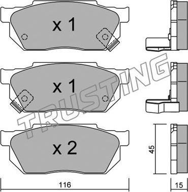 Trusting 256.1 - Kit de plaquettes de frein, frein à disque cwaw.fr