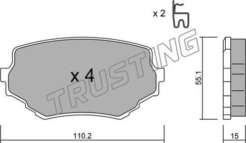 Trusting 258.0 - Kit de plaquettes de frein, frein à disque cwaw.fr