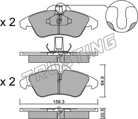 Trusting 265.0 - Kit de plaquettes de frein, frein à disque cwaw.fr