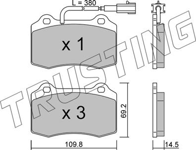 Trusting 260.8 - Kit de plaquettes de frein, frein à disque cwaw.fr