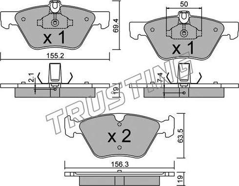 Trusting 261.1 - Kit de plaquettes de frein, frein à disque cwaw.fr