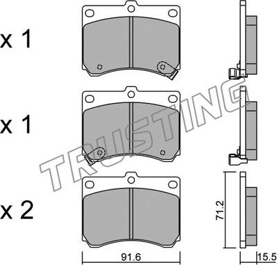 Trusting 205.0 - Kit de plaquettes de frein, frein à disque cwaw.fr