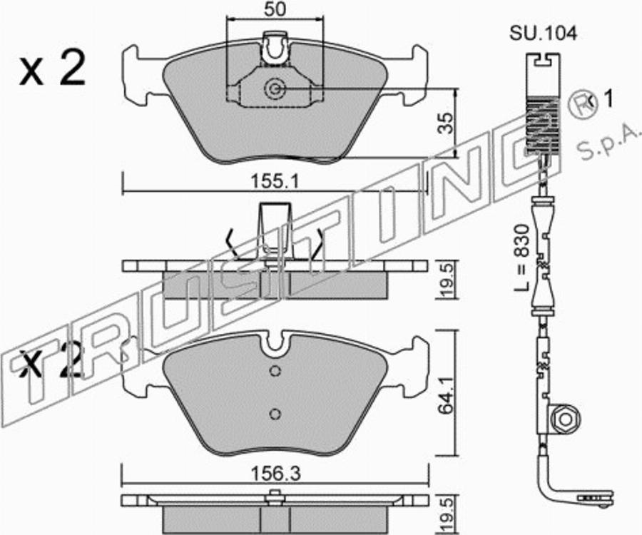 Trusting 216.0W - Kit de plaquettes de frein, frein à disque cwaw.fr