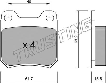 Trusting 284.0 - Kit de plaquettes de frein, frein à disque cwaw.fr