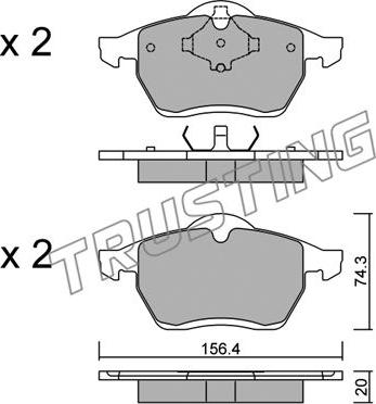 Trusting 288.0 - Kit de plaquettes de frein, frein à disque cwaw.fr