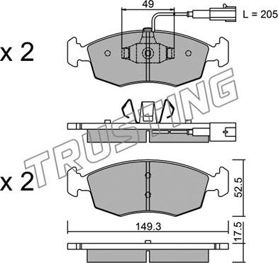 Trusting 283.4 - Kit de plaquettes de frein, frein à disque cwaw.fr