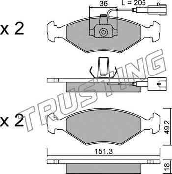 Trusting 282.0 - Kit de plaquettes de frein, frein à disque cwaw.fr