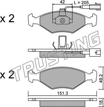 Trusting 282.1 - Kit de plaquettes de frein, frein à disque cwaw.fr