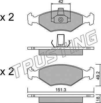 Trusting 282.2 - Kit de plaquettes de frein, frein à disque cwaw.fr