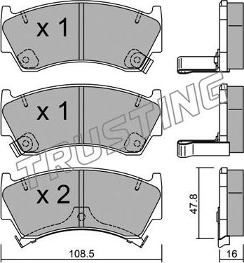 Trusting 287.0 - Kit de plaquettes de frein, frein à disque cwaw.fr