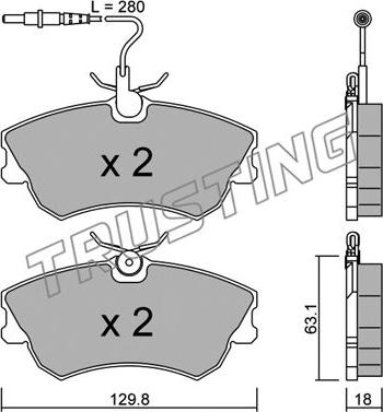 Trusting 231.0 - Kit de plaquettes de frein, frein à disque cwaw.fr