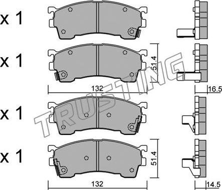 Trusting 232.0 - Kit de plaquettes de frein, frein à disque cwaw.fr