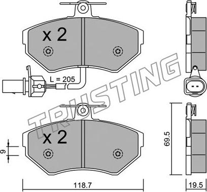 Trusting 224.2 - Kit de plaquettes de frein, frein à disque cwaw.fr