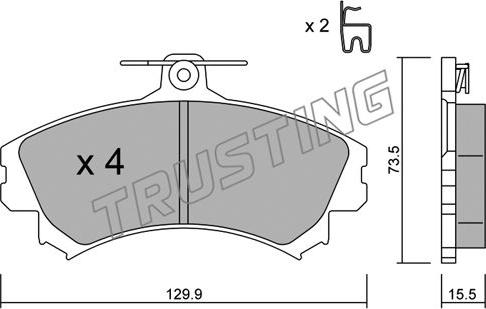 Trusting 225.0 - Kit de plaquettes de frein, frein à disque cwaw.fr