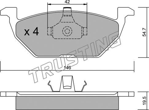 Trusting 220.0 - Kit de plaquettes de frein, frein à disque cwaw.fr