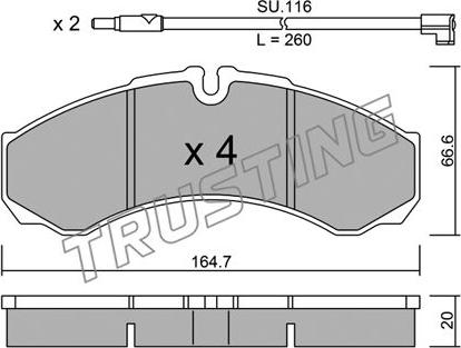 Trusting 221.7W - Kit de plaquettes de frein, frein à disque cwaw.fr