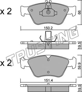 Trusting 228.0 - Kit de plaquettes de frein, frein à disque cwaw.fr