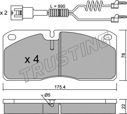 Trusting 278.3W - Kit de plaquettes de frein, frein à disque cwaw.fr