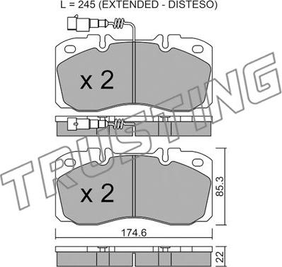 Trusting 277.5 - Kit de plaquettes de frein, frein à disque cwaw.fr