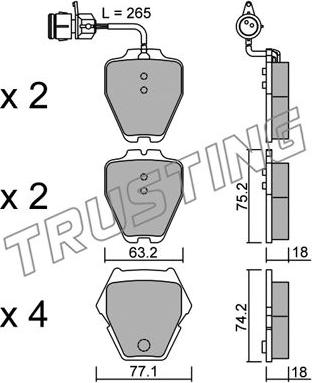 Trusting 790.0 - Kit de plaquettes de frein, frein à disque cwaw.fr