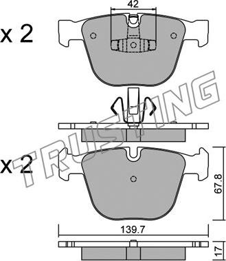 Trusting 789.6 - Kit de plaquettes de frein, frein à disque cwaw.fr