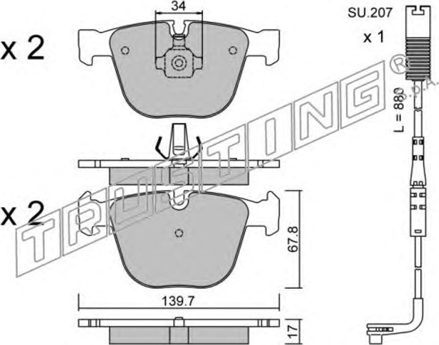 Trusting 789.1W - Kit de plaquettes de frein, frein à disque cwaw.fr