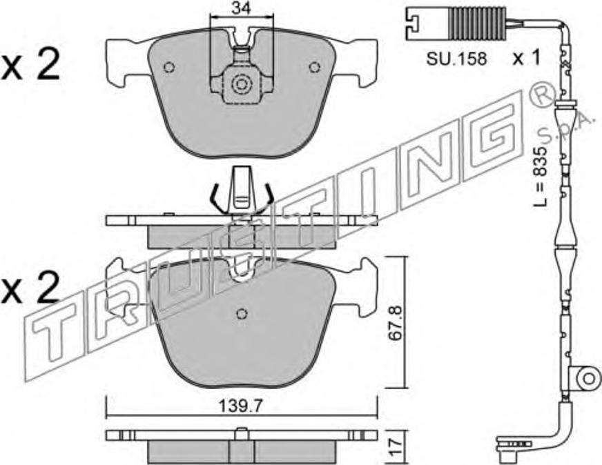 Trusting 789.2W - Kit de plaquettes de frein, frein à disque cwaw.fr