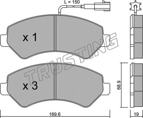 Trusting 725.0 - Kit de plaquettes de frein, frein à disque cwaw.fr