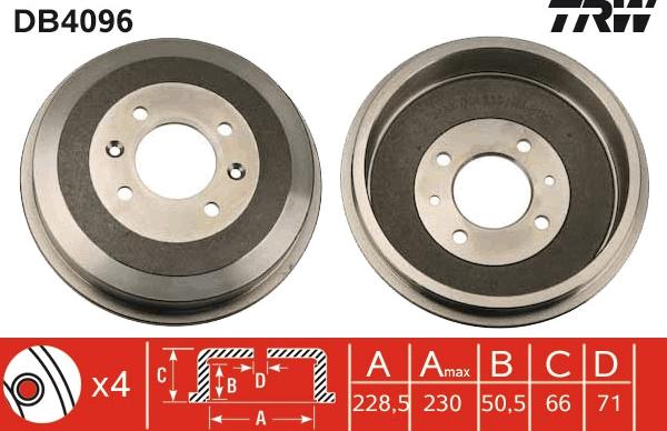 TRW DB4096 - Tambour de frein cwaw.fr