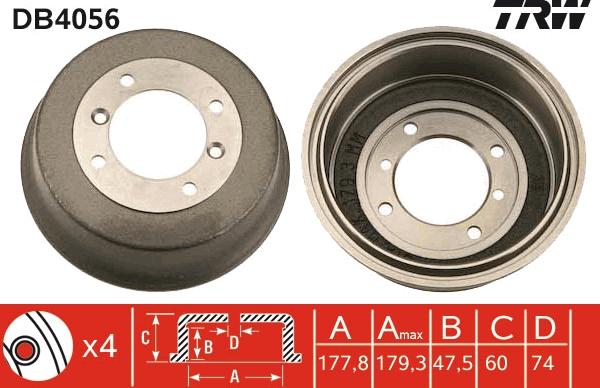 TRW DB4056 - Tambour de frein cwaw.fr