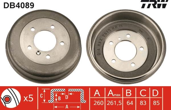 TRW DB4089 - Tambour de frein cwaw.fr