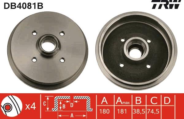 TRW DB4081B - Tambour de frein cwaw.fr