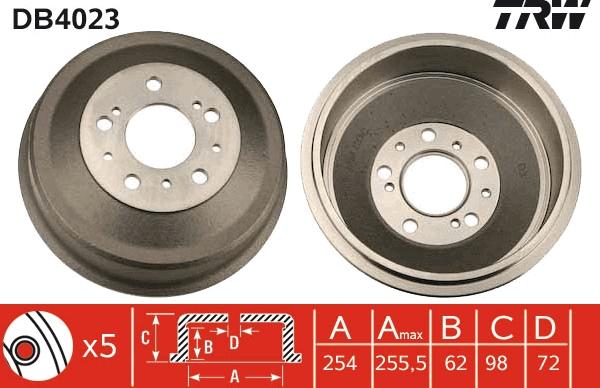 TRW DB4023 - Tambour de frein cwaw.fr