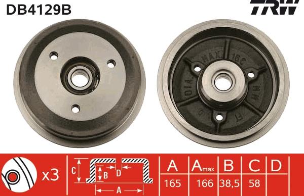 TRW DB4129B - Tambour de frein cwaw.fr