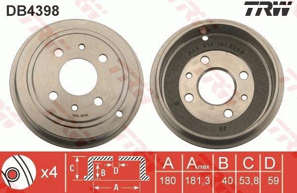 TRW DB4398 - Tambour de frein cwaw.fr