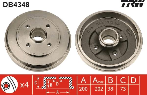 TRW DB4348 - Tambour de frein cwaw.fr