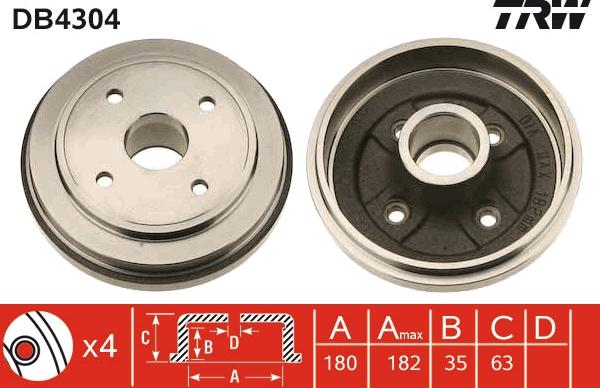 TRW DB4304 - Tambour de frein cwaw.fr