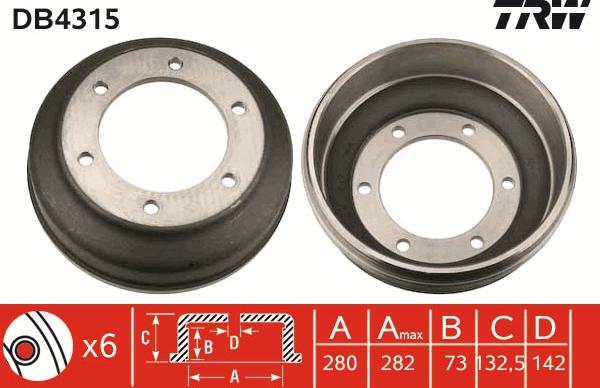 TRW DB4315 - Tambour de frein cwaw.fr