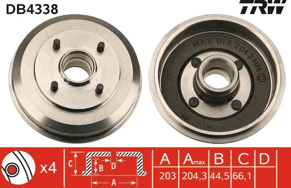 TRW DB4338 - Tambour de frein cwaw.fr