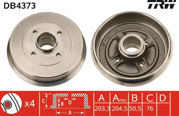 TRW DB4373 - Tambour de frein cwaw.fr