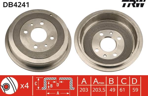 TRW DB4241 - Tambour de frein cwaw.fr