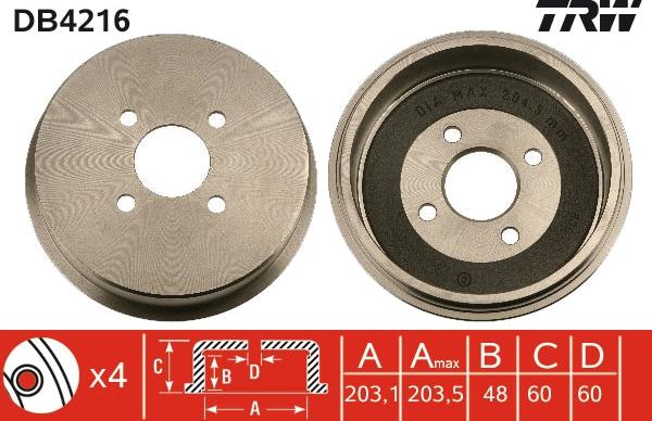 TRW DB4216 - Tambour de frein cwaw.fr