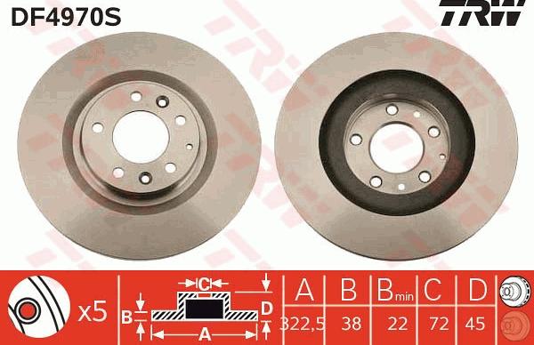 TRW DF4970S - Disque de frein cwaw.fr