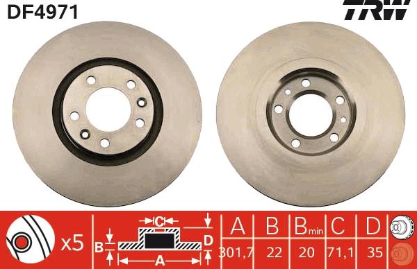 TRW DF4971 - Disque de frein cwaw.fr